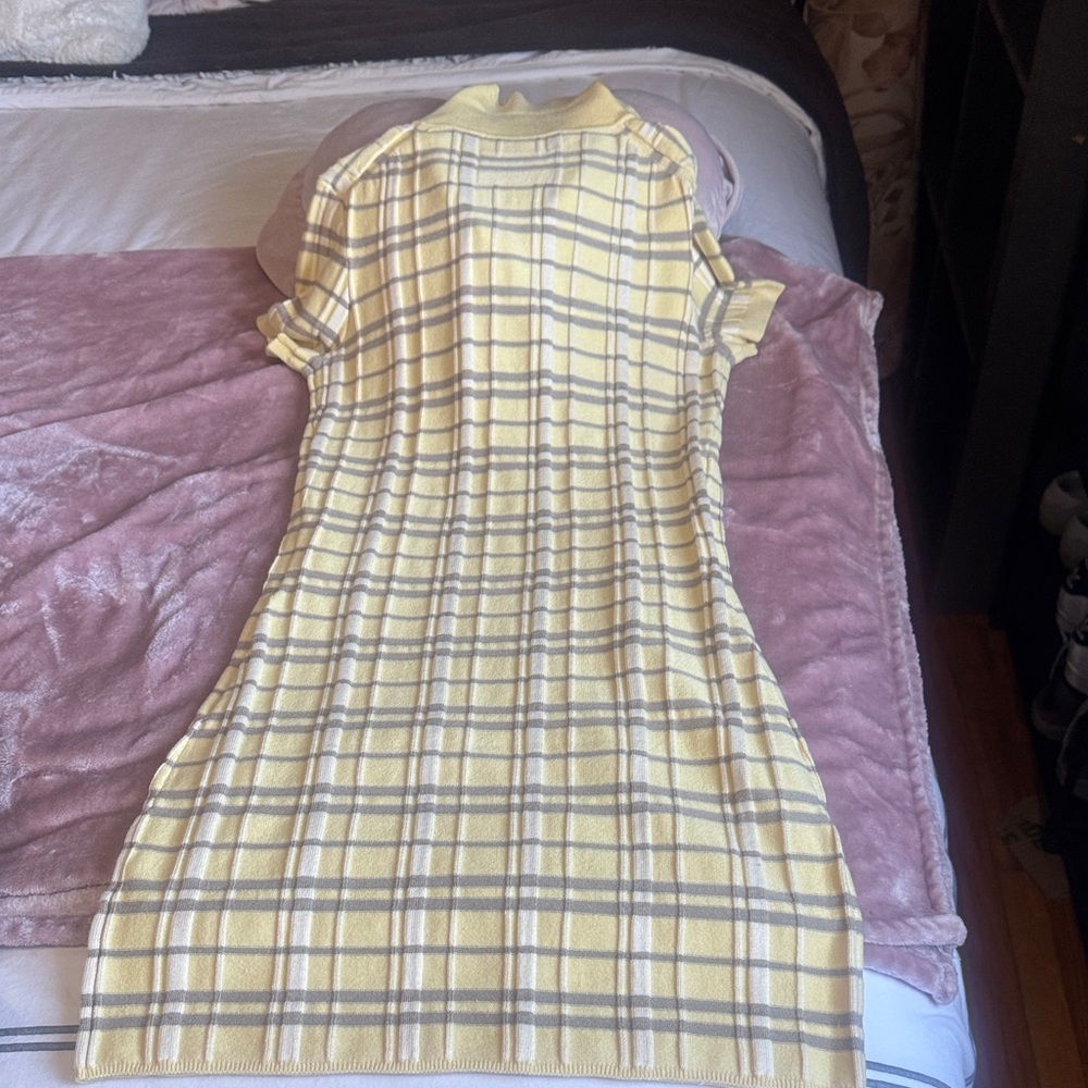 Plaid Yellow and Gray Polo Dress - Picture 3 of 5